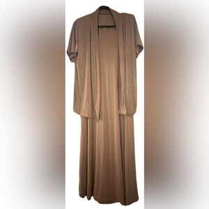 Elegant Tan Tank Long Dress with Short Sleeve Jacket